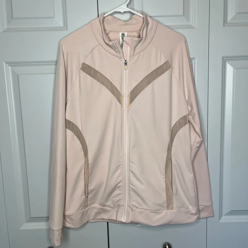 Fabletics Jacket‎ Blush Pink Mesh Panel Zip Activewear XL